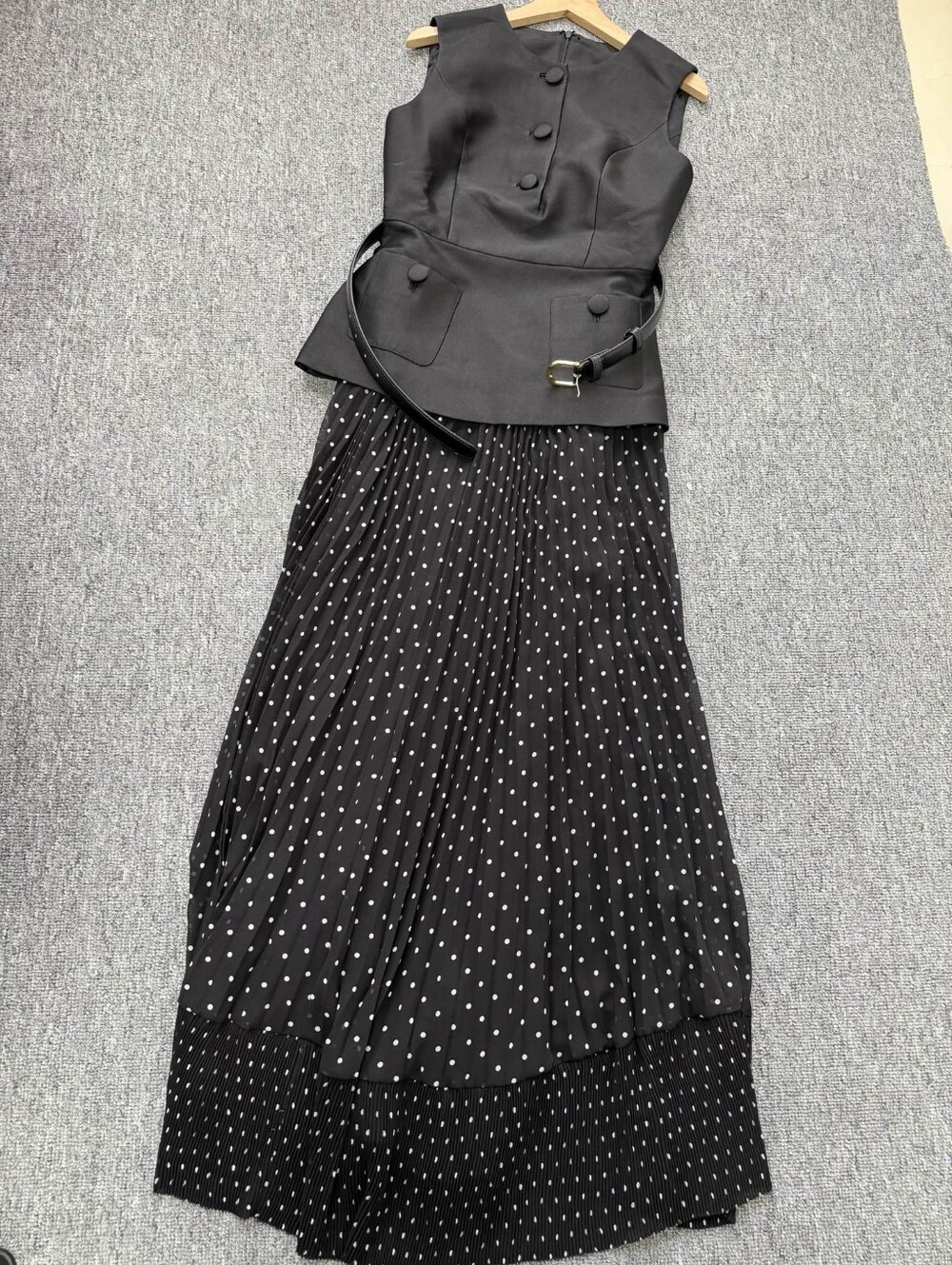 Self Portrait Black Taffeta Polka Dot Midi Dress - Picture 11 of 16